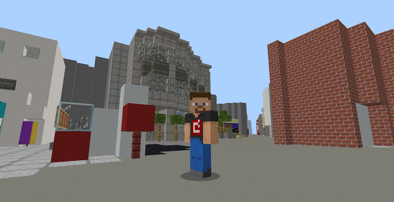 マインクラフトで再現した商店街の街並み